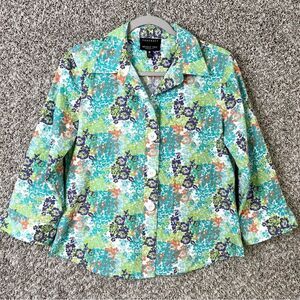 Foxcroft Shirt Women’s 12P Colorful Floral Wrinkle Free Shaped Fit Button Down
